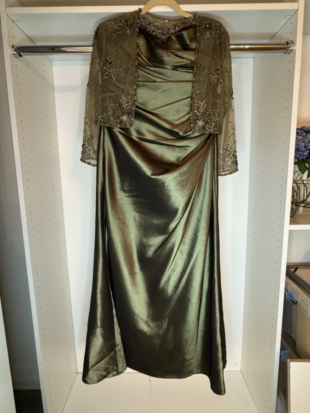 Cameron Black by Mon Cheri Size 14-Gown- Beautiful Olive/Sage Color